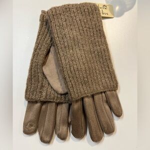 Buy one get one free Light Brown Gloves Knit Wrist Warmers two piece removable